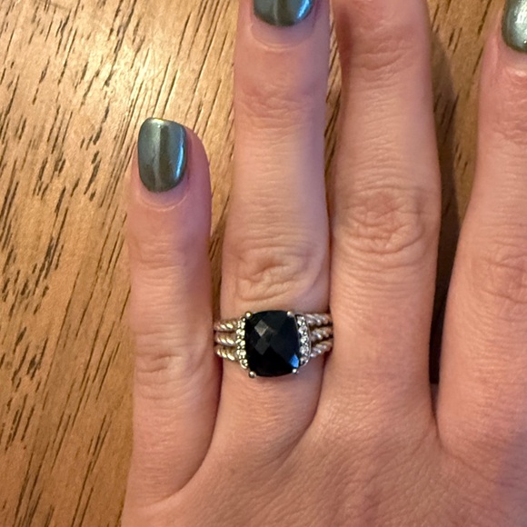 Petite Wheaton® Sterling Silver with Black Onyx and Diamonds, 10mm; Size 6.5 - Picture 4 of 7